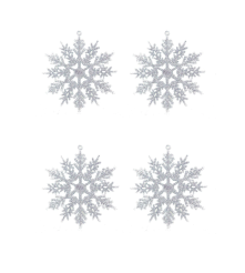 Oem - Set 4 bucati ornament brad de craciun, model fulgi de nea argintiu, diametru 15 cm - Ornamente brad de Crăciun - AC460
