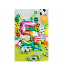 GoDan - Balon folie sub forma de cifra, in nuante curcubeu 38 cm - Baloane folie - GD086-CB