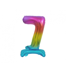 GoDan - Balon folie sub forma de cifra, in nuante curcubeu 38 cm - Baloane folie - GD086-CB