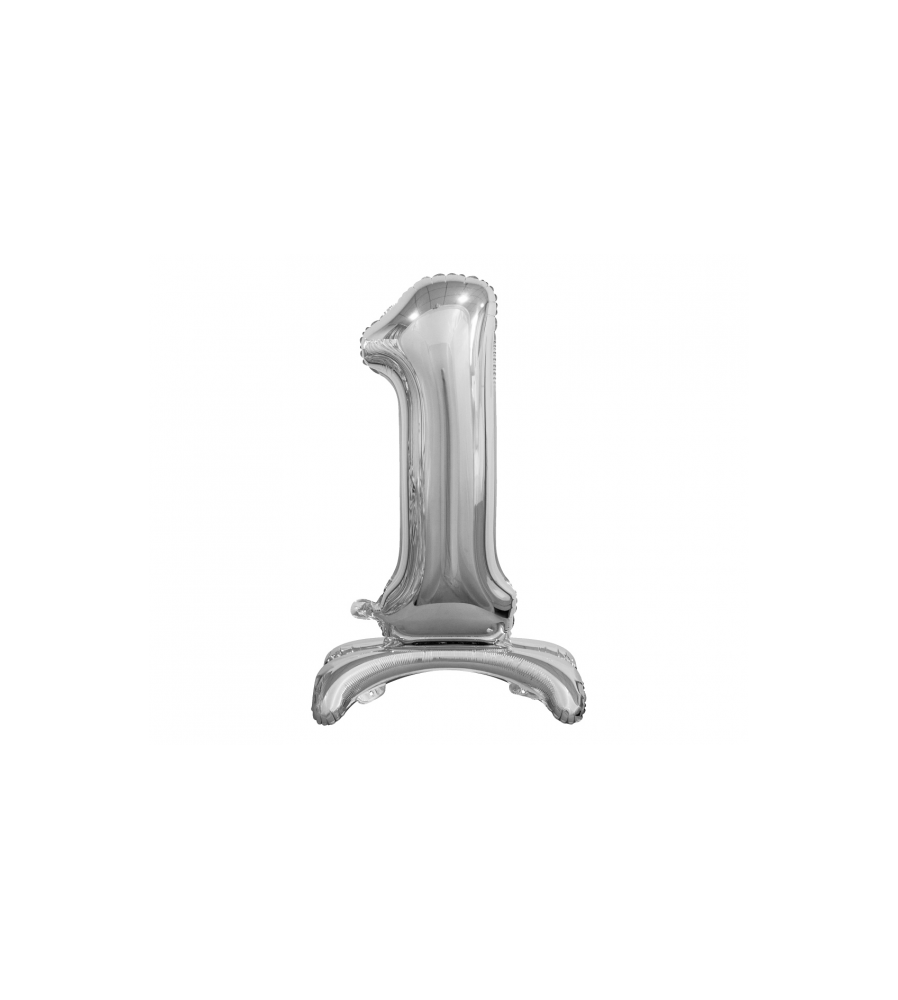 GoDan - Balon folie stativ sub forma de cifra, argintiu 74 cm - Baloane folie - GD087-CB