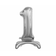 GoDan - Balon folie stativ sub forma de cifra, argintiu 74 cm - Baloane folie - GD087-CB