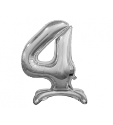 GoDan - Balon folie stativ sub forma de cifra, argintiu 74 cm - Baloane folie - GD087-CB