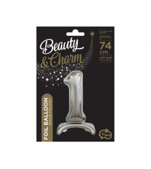 GoDan - Balon folie stativ sub forma de cifra, argintiu 74 cm - Baloane folie - GD087-CB