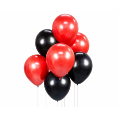 GoDan - Set 7 baloane, rosu- negru, 30 cm - Baloane petreceri - GD121