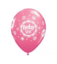 GoDan - Set 6 baloane Baby Girl, roz 30 cm - Baloane petrecere - GD186