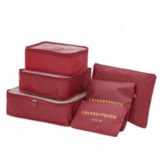 Oem - Set 6 organizatoare de calatorie pentru valiza rosu - Alte accesorii pentru casă - TZ587