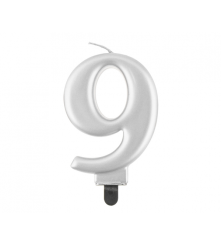 Oem - Lumanare tort cifra, argintiu metalic, 8 cm - Lumanari petrecere - GD227-CB