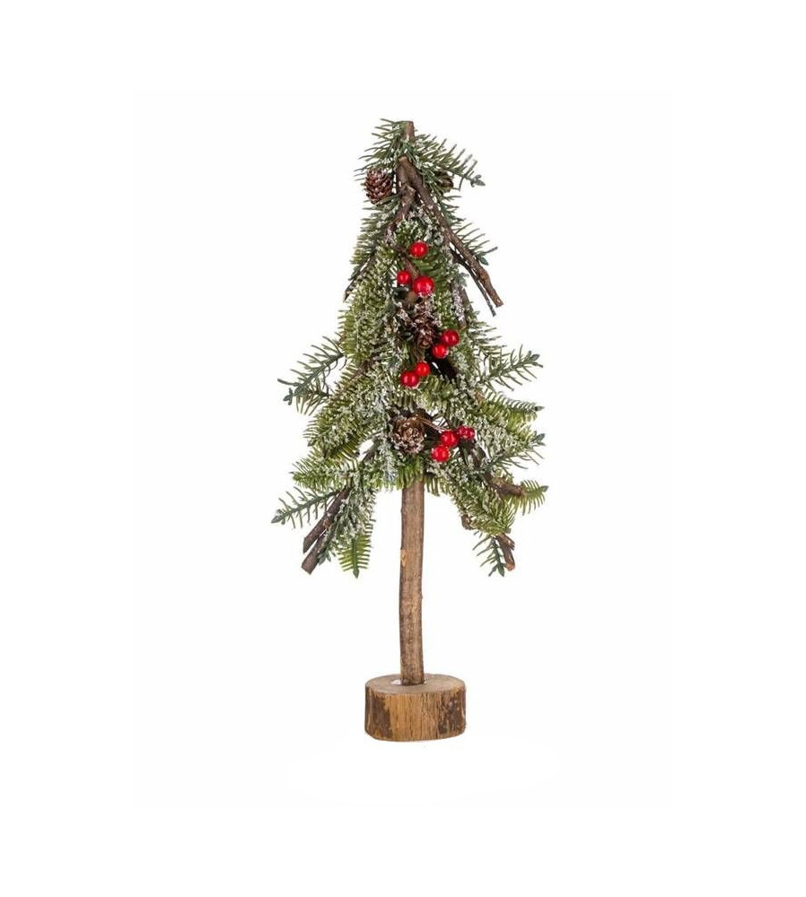 Oem - Brad realizat din crengi conuri si decoratiuni rosu 40 cm - Alte accesorii Craciun - TZ618