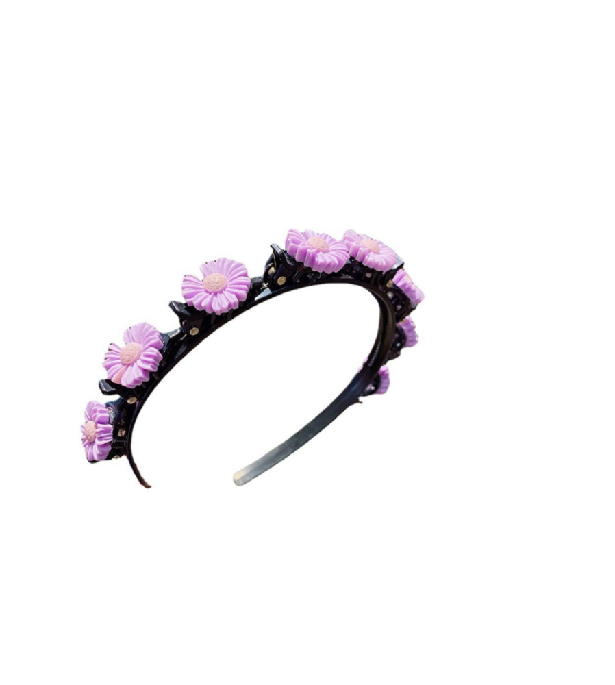 Oem - Bentita cu clame hair twister, cu agrafe pentru fete model floricele mov - Bijuterii si accesorii copii - TZ666