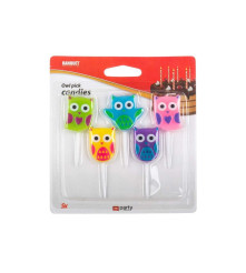 Oem - Set 5 lumanari pentru petreceri model bufnite - Lumanari petrecere - TZ659