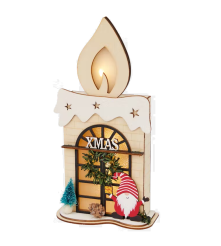 Oem - Lumanare decorativa din lemn pentru Craciun, cu leduri 26 cm - Alte accesorii Craciun - AC094-CB