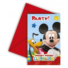 Oem - Set de 6 invitatii cu plicuri - petrecere Playful Mickey, dimensiuni 14 x 9 cm - Invitatii si felicitari petrecere - GD265