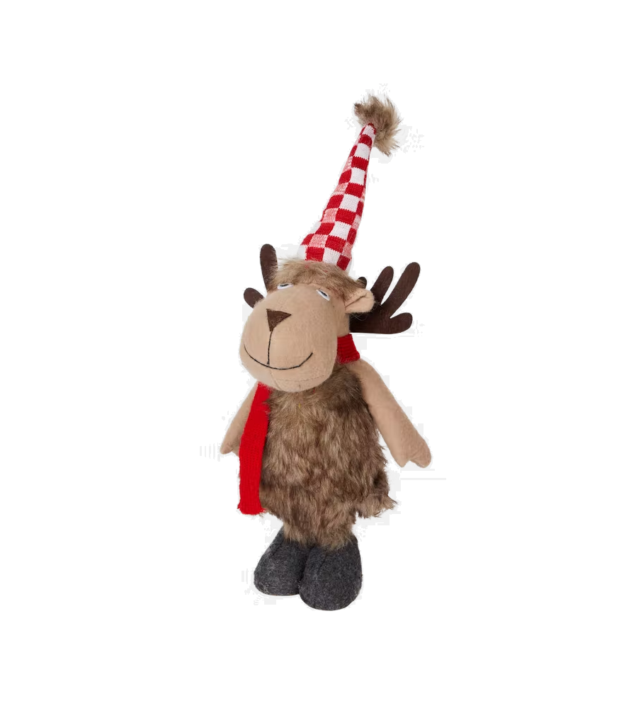 Oem - Ren decorativ de Craciun cu fular si caciula rosie 50 cm - Alte accesorii Craciun - AC180