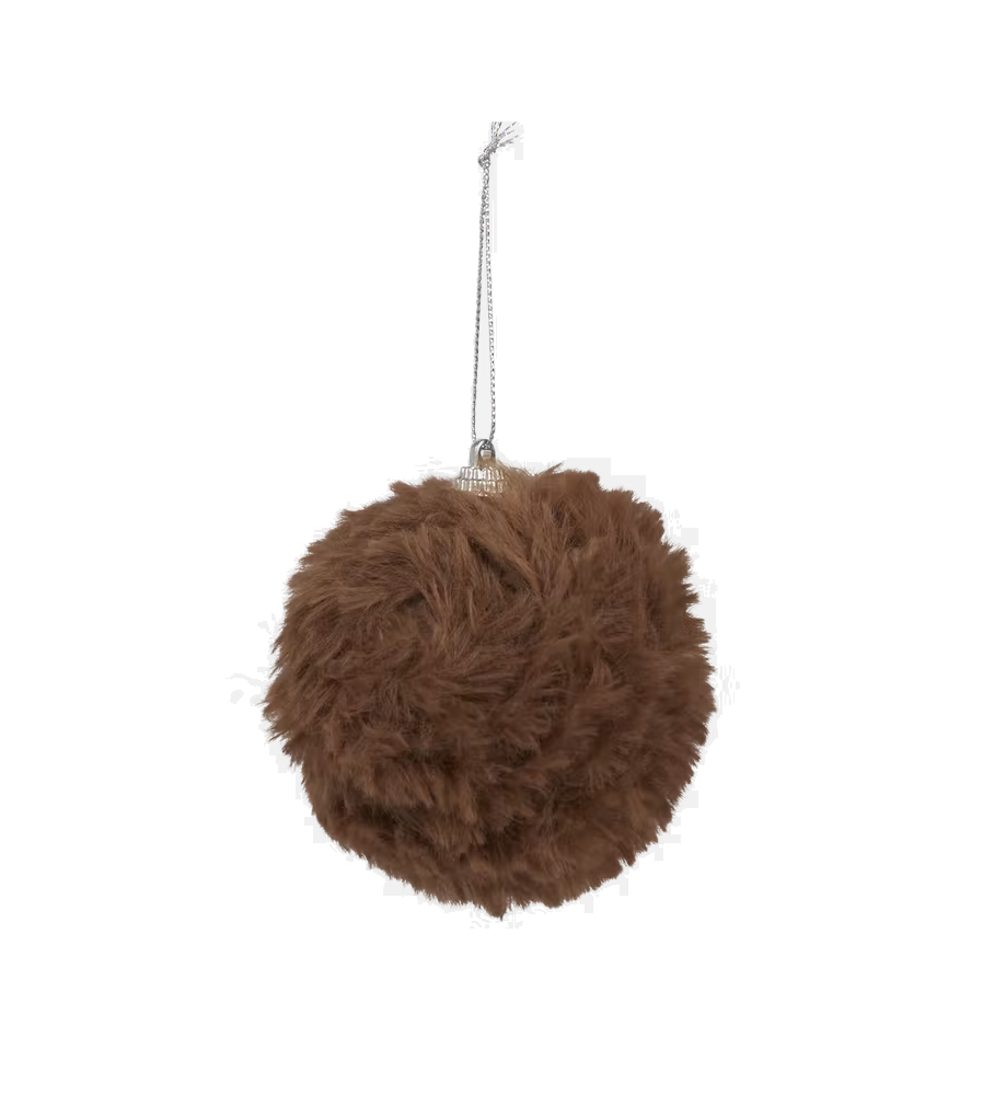 Oem - Decoratiune glob de craciun din plush, diametru 8 cm - Ornamente brad de Crăciun - AC3327-CB