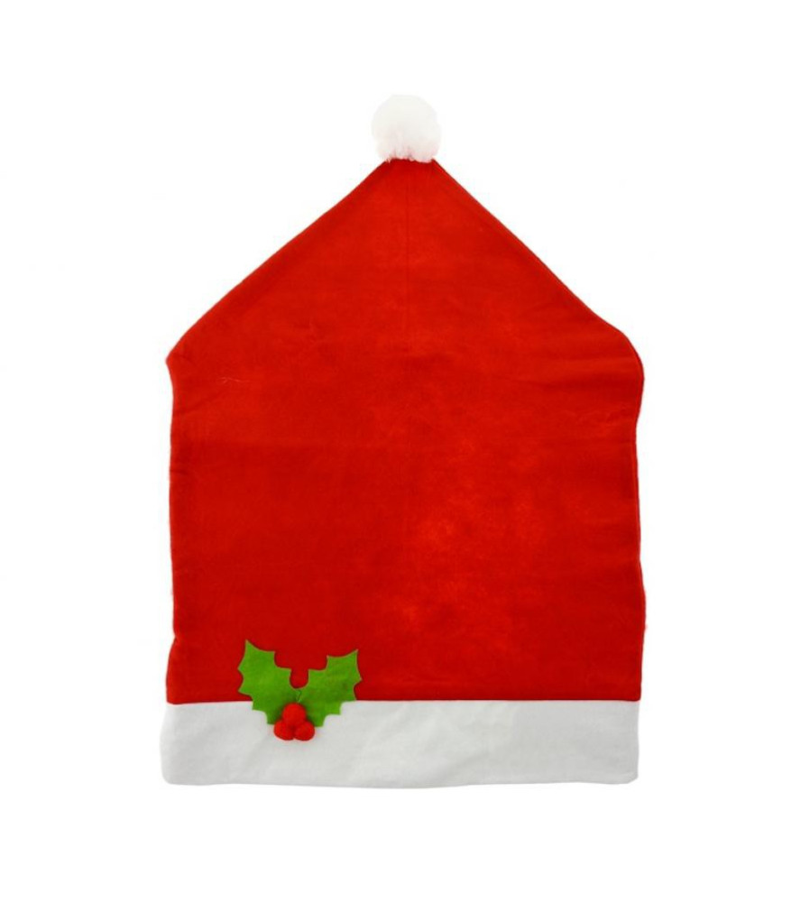 Oem - Husa decorativa spatar de scaun, model caciula de mos craciun 49 x72 cm - Alte accesorii Craciun - GD326