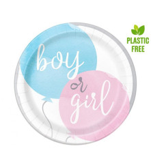 GoDan - Set 8 farfurii petrecere din carton model Boy or Girl 23 cm - Farfurii petrecere - GD328
