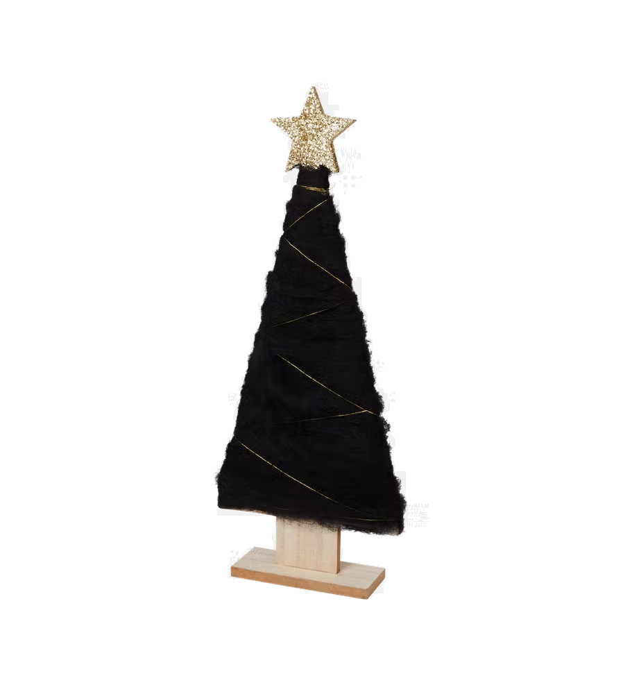 Oem - Brad de craciun din lemn si lana cu stea 31 x 13 x 5 cm - Alte accesorii Craciun - AC467-CB