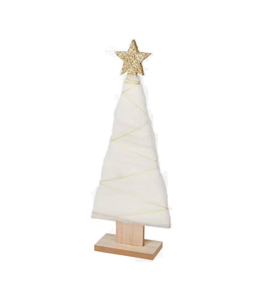 Oem - Brad de craciun din lemn si lana cu stea 31 x 13 x 5 cm - Alte accesorii Craciun - AC467-CB