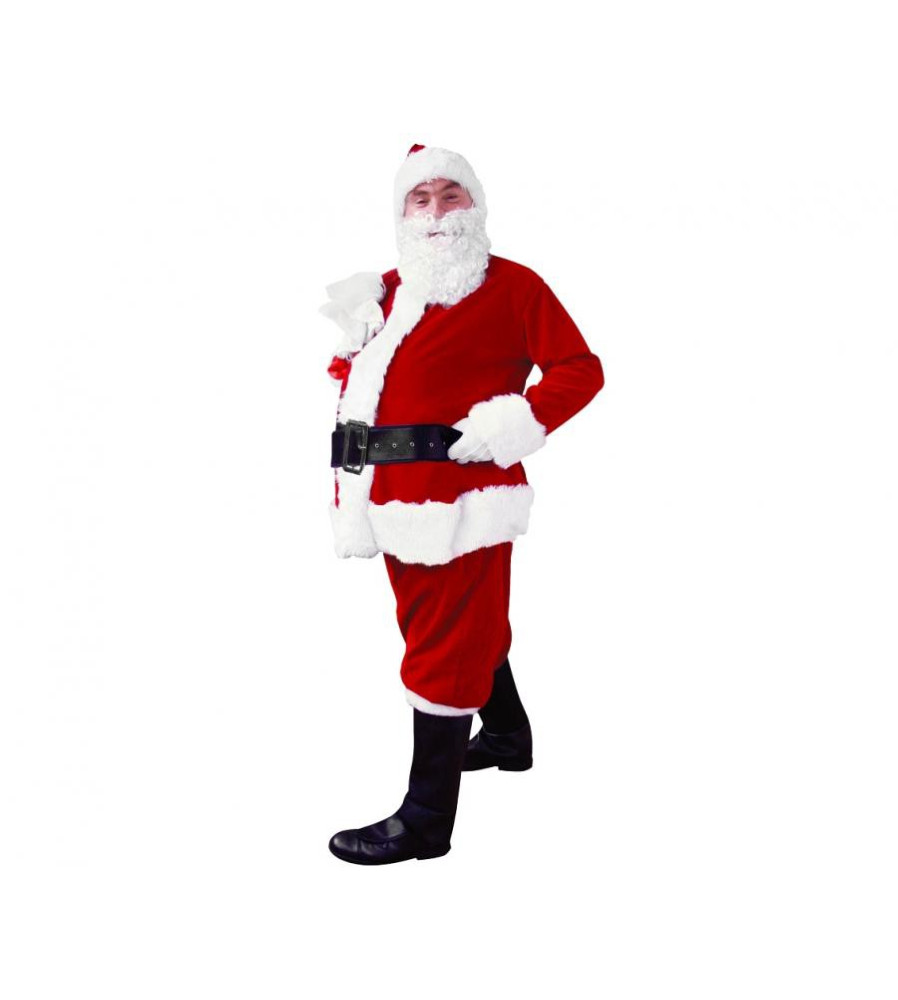 Oem - Costum Mos Craciun marime universala cu ghete, manusi, barba, curea, caciula - Adulti - GD346