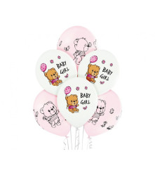 GoDan - Set 6 baloane Cute Baby Girl alb roz 30 cm - Baloane petreceri - GD361