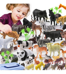 Oem - Set 58 animale salbatice si domestice cu cutie de depozitare - Jucării interior - TZ705