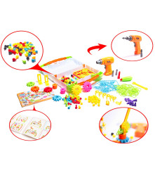 Oem - Set de constructie compusa din surubelnita, burghiu, suruburi colorate, 181 piese - Jucării creative - IK027