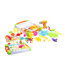 Oem - Set de constructie compusa din surubelnita, burghiu, suruburi colorate, 181 piese - Jucării creative - IK027
