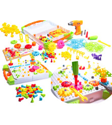 Oem - Set de constructie compusa din surubelnita, burghiu, suruburi colorate, 181 piese - Jucării creative - IK027