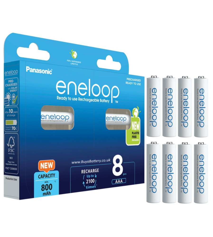 Eneloop - Acumulatori Panasonic Eneloop 2100 cicluri, 800mAh, R3 AAA Blister 4, BK-4MCDE/4BE - Format AAA - NKR004