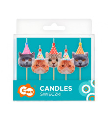 GoDan - Set 5 lumanari tort, model Pisica - Lumanari petrecere - GD479