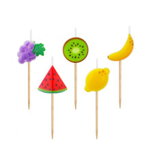 GoDan - Set 5 lumanari tort, model Fructe - Lumanari petrecere - GD480