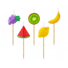 GoDan - Set 5 lumanari tort, model Fructe - Lumanari petrecere - GD480