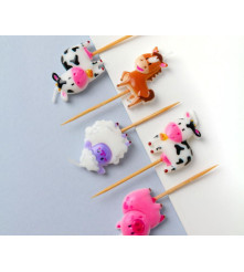 GoDan - Set 5 lumanari tort, model Farm - Lumanari petrecere - GD481