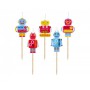 GoDan - Set 5 lumanari tort, model Robot - Lumanari petrecere - GD482