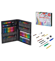 Oem - Set de pictura si desen, 168 bucati, tip valiza de depozitare, negru, 36.3 x 30.5 x 3.8 cm - Rechizite școlare și acces...