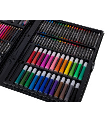 Oem - Set de pictura si desen, 168 bucati, tip valiza de depozitare, negru, 36.3 x 30.5 x 3.8 cm - Rechizite școlare și acces...