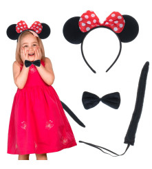 Oem - Set petrecere Minnie Mouse cu codita, papion si bentita - Copii - IK070