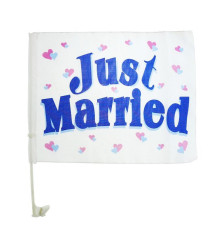 GoDan - Steag de masina Just Married 40 x 30 cm - Alte accesorii petrecere - GD587