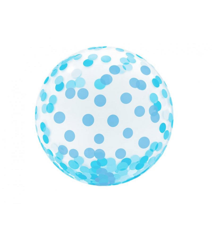 GoDan - Balon BOBO transparent cu buline albastre 45 cm - Baloane petreceri - GD616