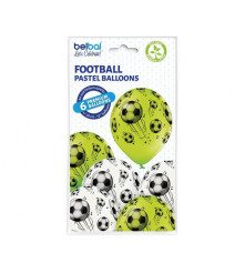 GoDan - Set 6 baloane latex model fotbal alb verde 30 cm - Baloane petreceri - GD634