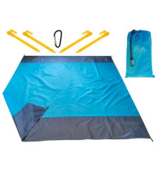 Oem - Covor impermeabil pentru plaja sau camping, 210 cm x 200 cm albastru - Accesorii grădină - IK130