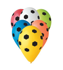 GoDan - Set 5 baloane latex model minge de fotbal multicolor 30 cm - Baloane petreceri - GD644