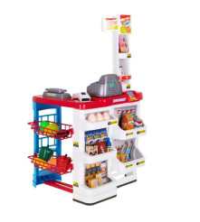 Oem - Set 47 de accesorii supermarket pentru copii cu casa de marcat si carucior, rosu - Jucării interior - IK151