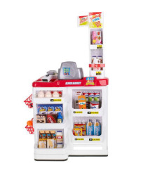 Oem - Set 47 de accesorii supermarket pentru copii cu casa de marcat si carucior, rosu - Jucării interior - IK151