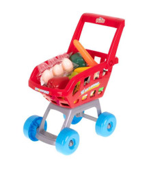 Oem - Set 47 de accesorii supermarket pentru copii cu casa de marcat si carucior, rosu - Jucării interior - IK151