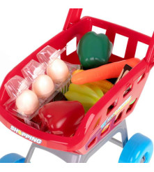 Oem - Set 47 de accesorii supermarket pentru copii cu casa de marcat si carucior, rosu - Jucării interior - IK151