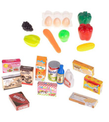 Oem - Set 47 de accesorii supermarket pentru copii cu casa de marcat si carucior, rosu - Jucării interior - IK151