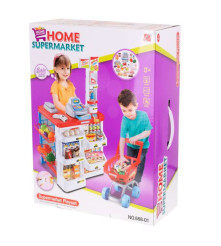 Oem - Set 47 de accesorii supermarket pentru copii cu casa de marcat si carucior, rosu - Jucării interior - IK151