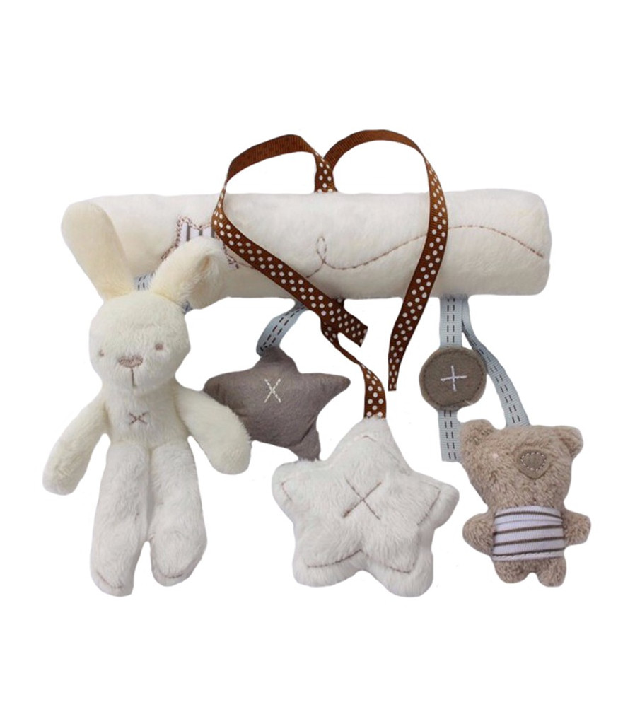 Oem - Pandantiv pentru carucior sau patut cu animalute din plus, gri cu alb - Alte accesorii pentru copii și bebeluși - IK162