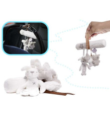 Oem - Pandantiv pentru carucior sau patut cu animalute din plus, gri cu alb - Alte accesorii pentru copii și bebeluși - IK162